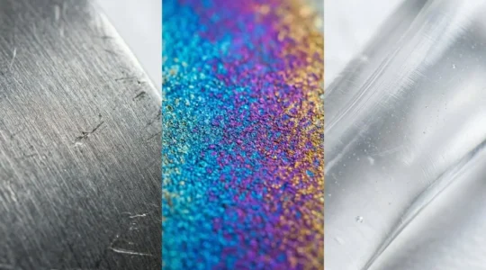 Comparaison visuelle de matériaux médicaux pour piercing : niobium, bioflex et titane en gros plan macro