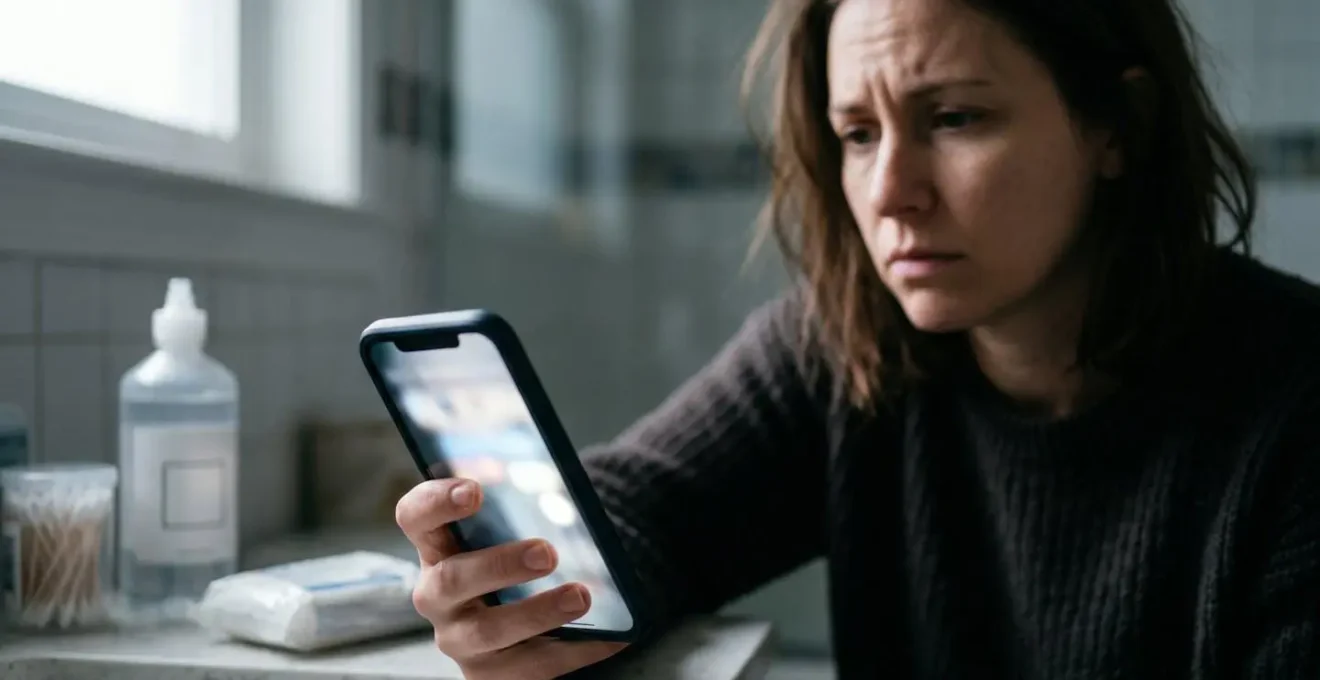 Main tenant un smartphone dans l'urgence pour consulter sur une infection de piercing ou tatouage