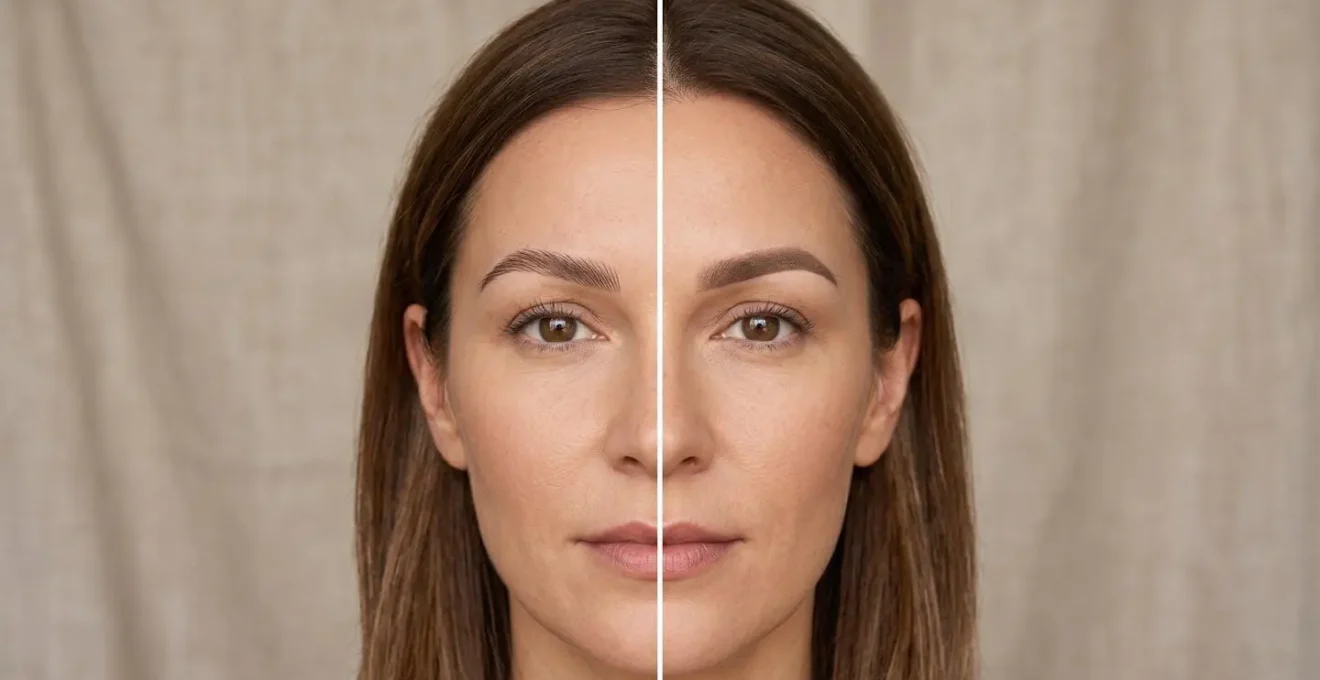 Comparaison visuelle entre microblading poil à poil et microshading effet poudré sur sourcils