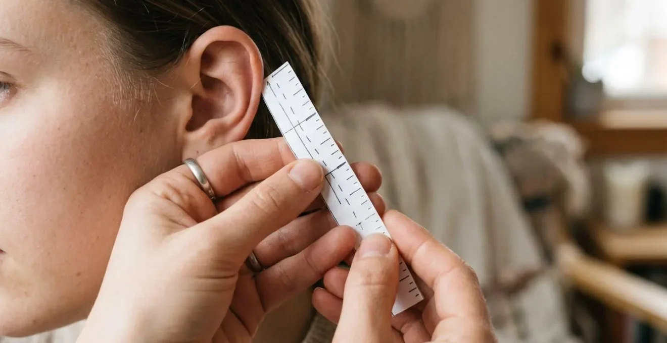 Technique de mesure avec réglette en papier pour choisir le bon diamètre de clicker.
